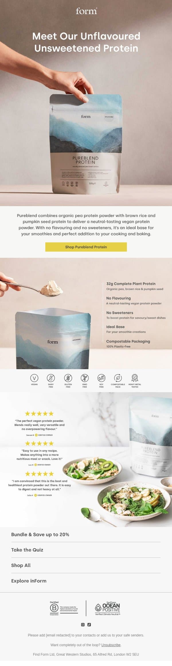 Form - Pureblend: Our Unflavoured, Unsweetened Protein 🥞 email from Form Nutrition screenshot