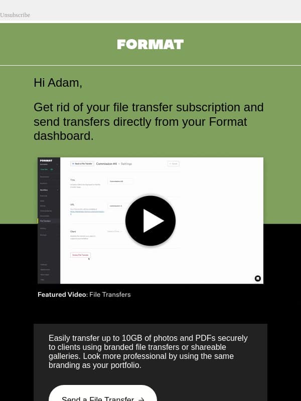 Get Rid of Your File Transfer Subscription email from Format