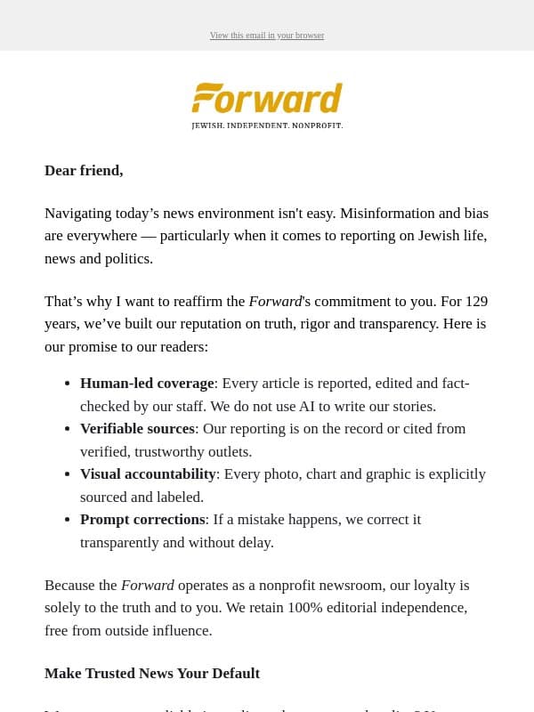 Why trust matters now more than ever at the Forward email from Forward
