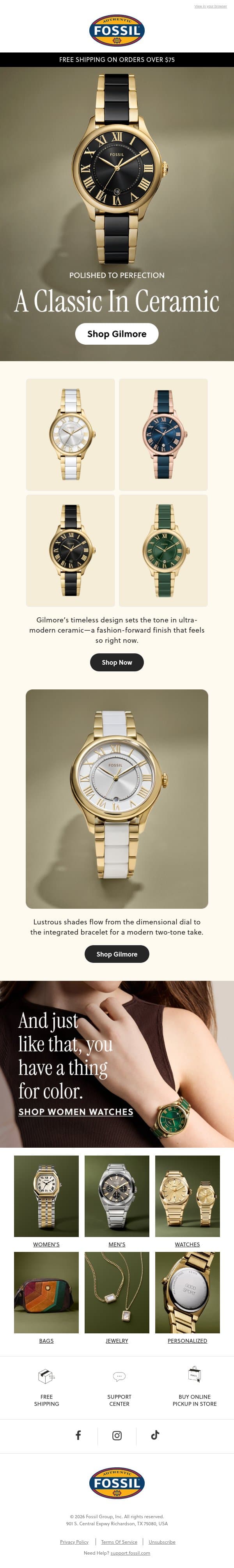 Ceramic is fantastic ✨ email from Fossil screenshot