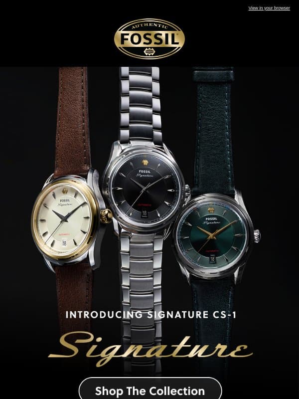 Meet The CS-1 Three-Hand Date Automatic email from Fossil