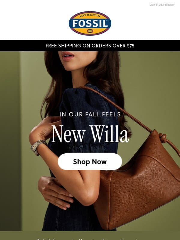 Fall looks good on Willa 👜 email from Fossil