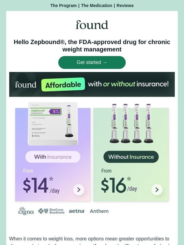 Zepbound® may be easier to access email from Found