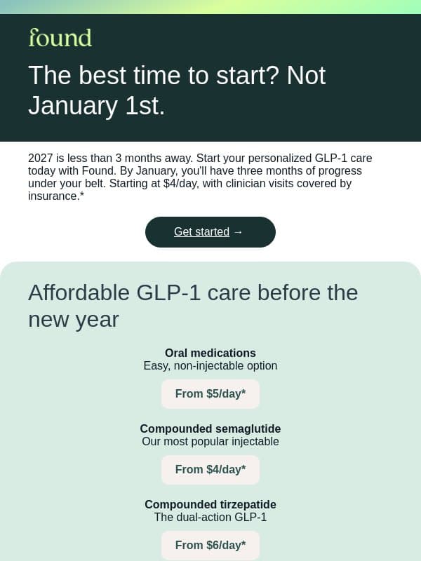 2027 is less than 3 months away email from Found