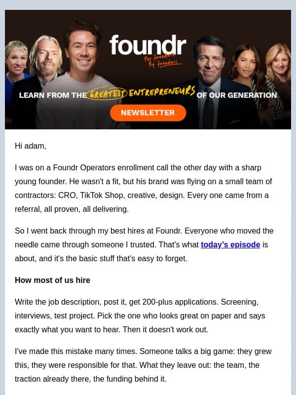 Why I've gone off job boards email from Foundr