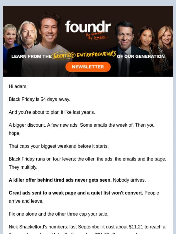 Your biggest Black Friday ever email from Foundr