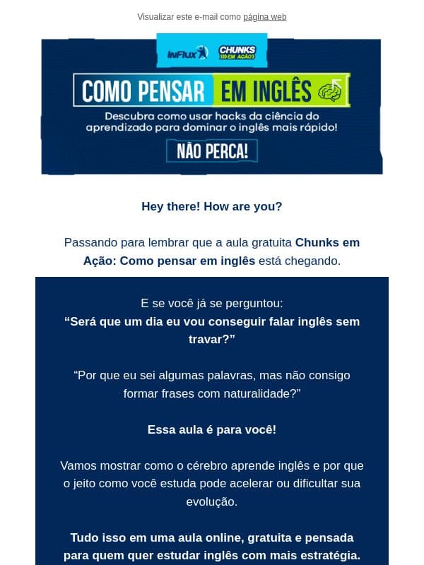Ainda dá tempo de se inscrever email from Fragments Idiomas (Fragranças?)