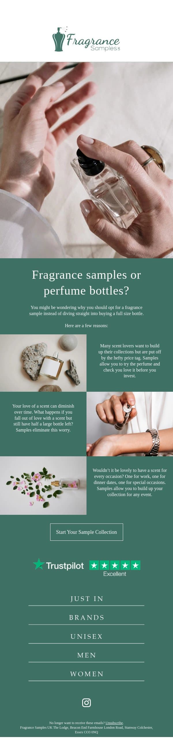 Fragrance Samples Or Perfume Bottles? email from Fragrance Samples UK screenshot