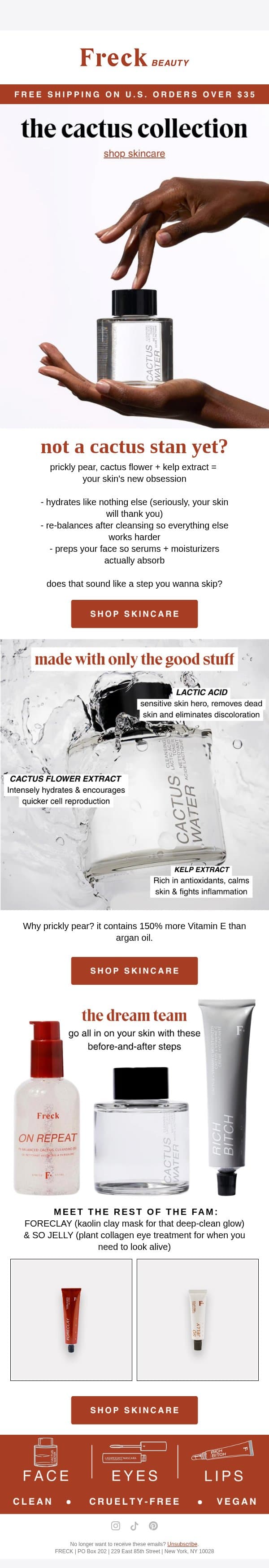 skincare that actually gives a sh*t email from Freck Beauty screenshot