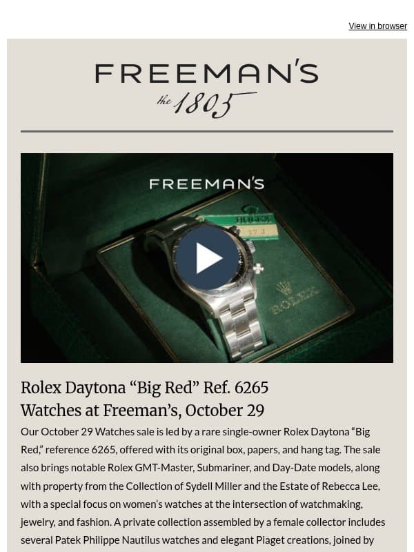 The “Big Red” Daytona Arrives at Freeman’s email from Freeman's
