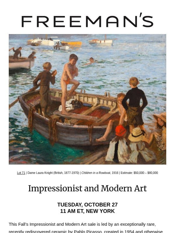 Last Chance to Bid | Impressionist and Modern Art email from Freeman's