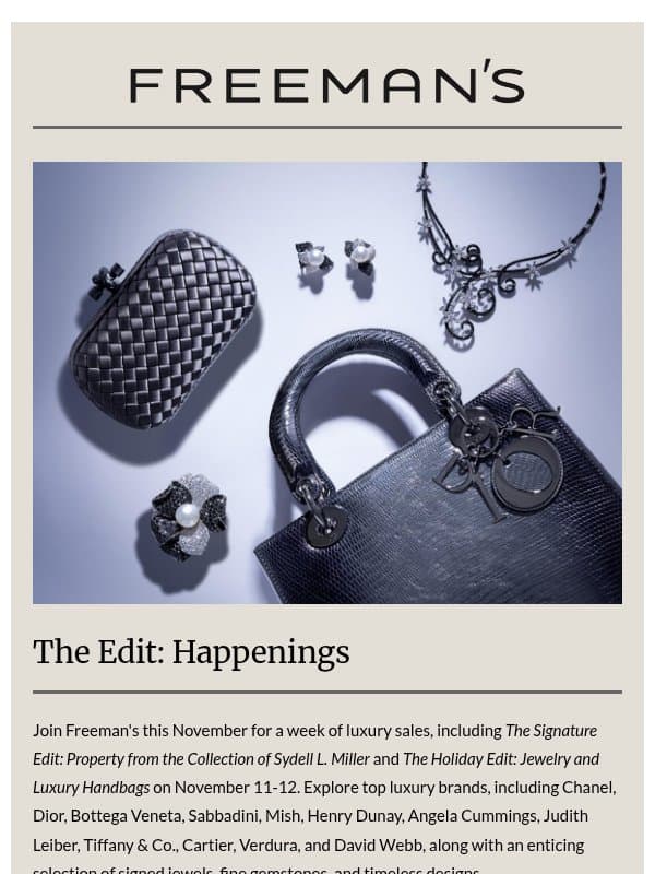 The Edit: Happenings at Freeman's email from Freeman's