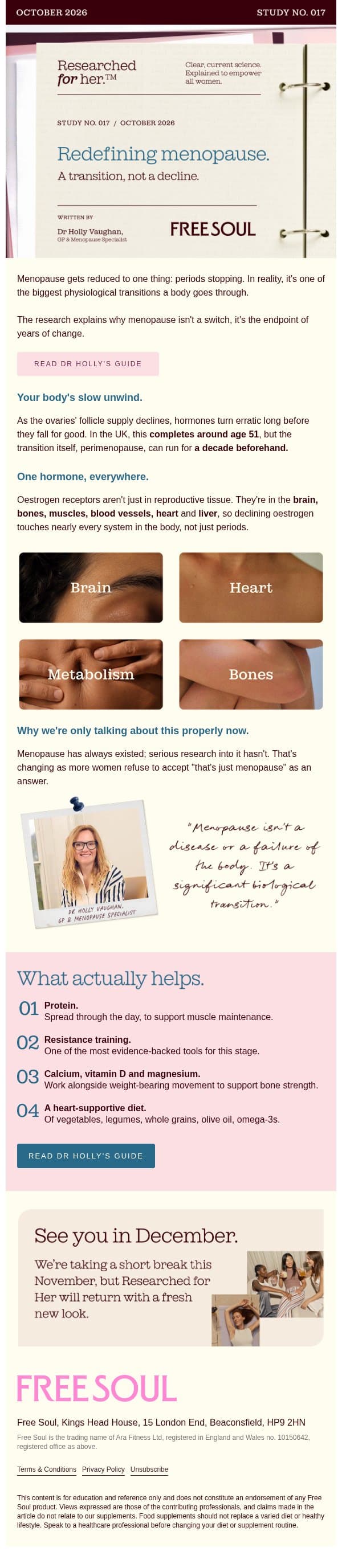 Menopause isn't what you think it is. email from FreeSoul screenshot