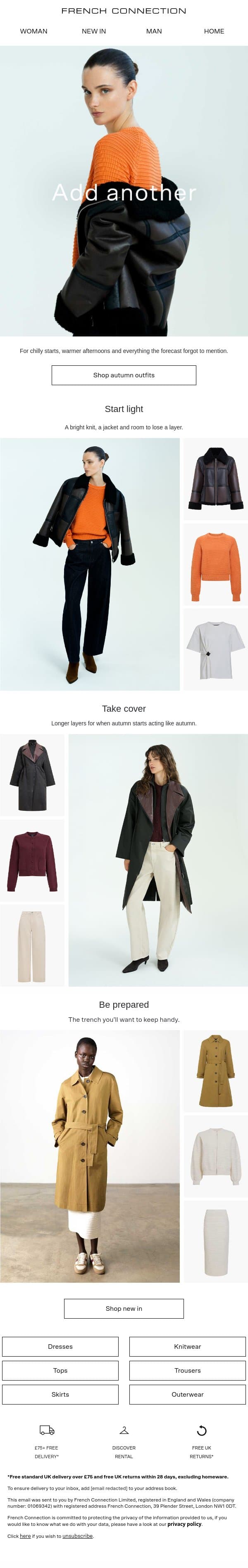Autumn looks better layered email from French Connection screenshot