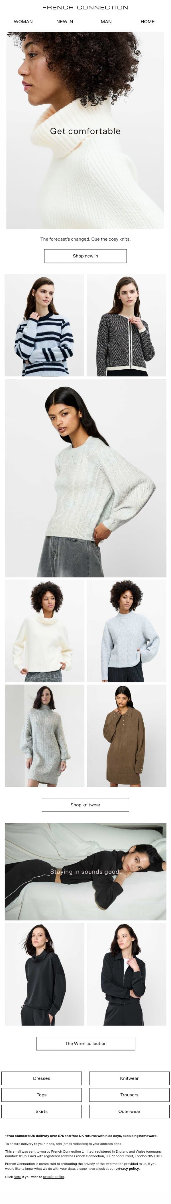 Knits you won’t want to take off email from French Connection screenshot