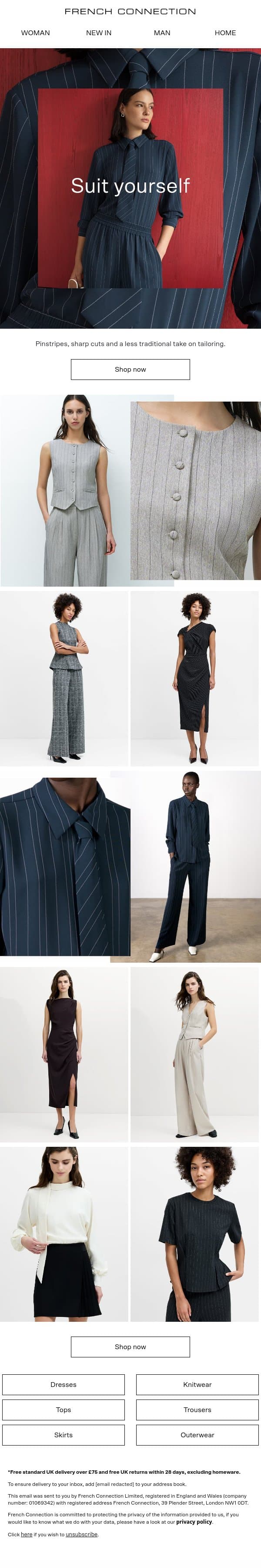 Tailoring, minus the rules email from French Connection screenshot