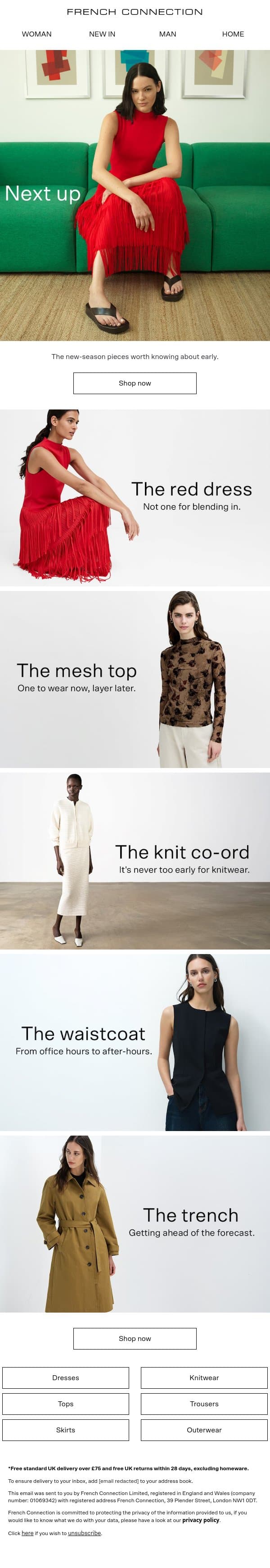 What to wear next | New season email from French Connection screenshot