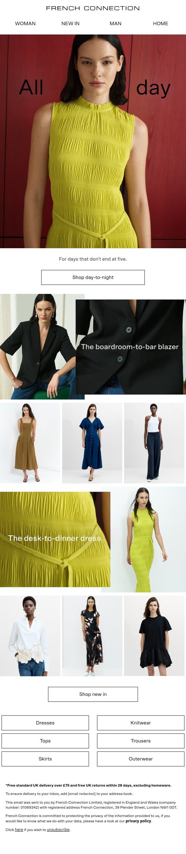 The day-to-night wardrobe email from French Connection screenshot