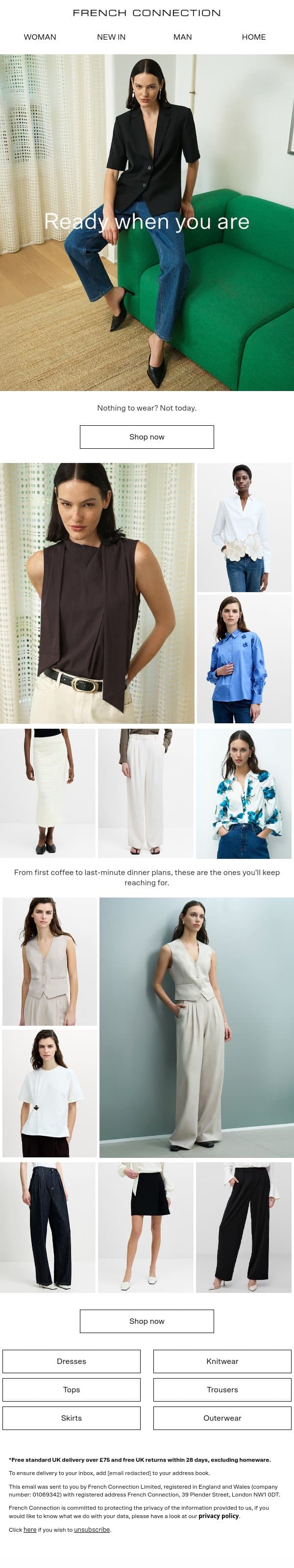 What to wear this week email from French Connection screenshot