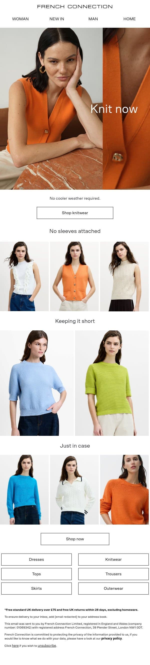 The knitwear to wear now email from French Connection screenshot