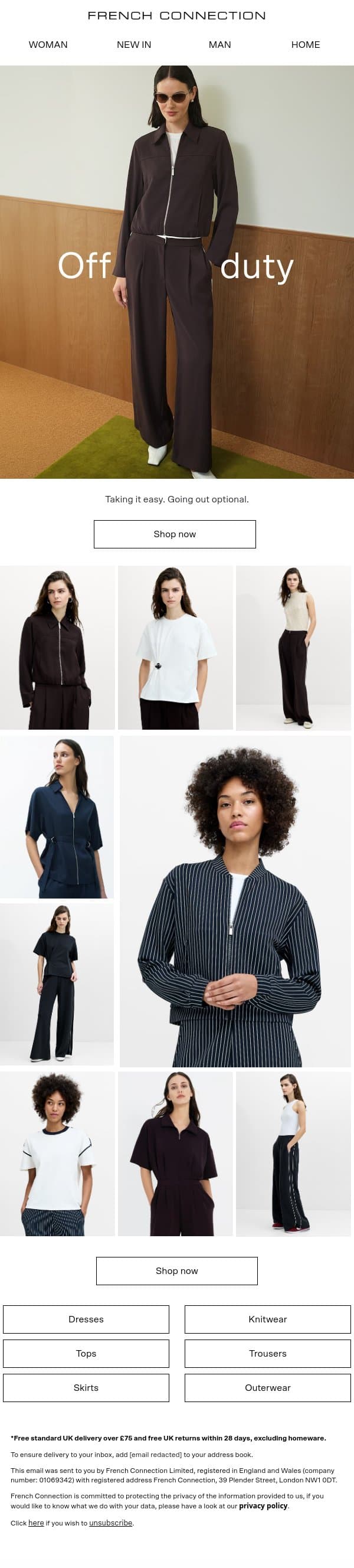 Weekend outfits? Keep it easy. email from French Connection screenshot