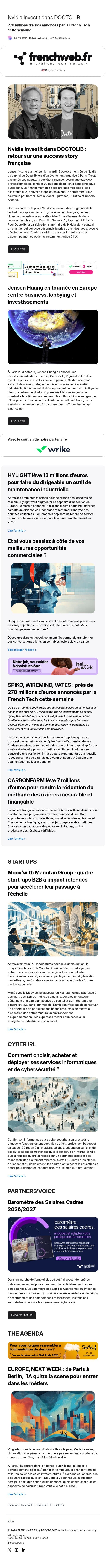 Nvidia investit dans DOCTOLIB email from Frenchweb screenshot