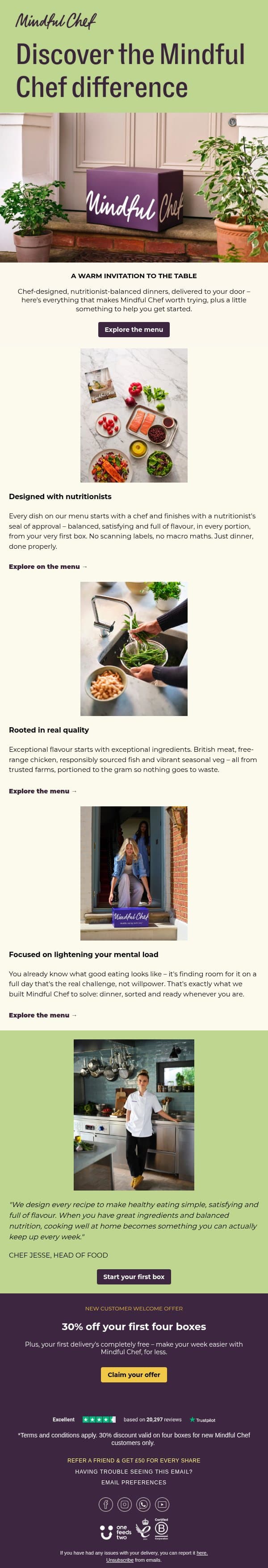 Discover the Mindful Chef difference email from Freshly screenshot