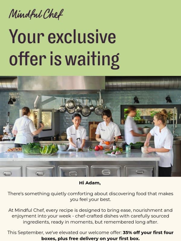 Your exclusive welcome offer email from Freshly