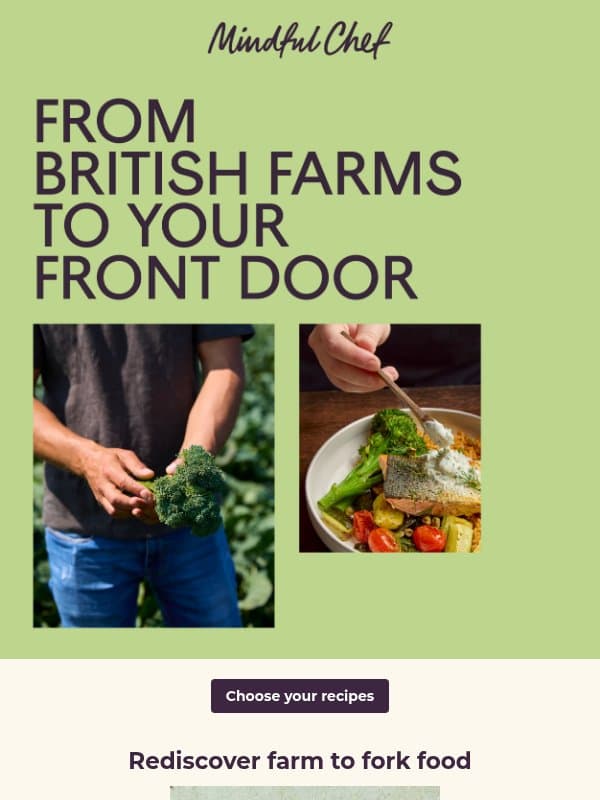 Discover farm to fork food email from Freshly