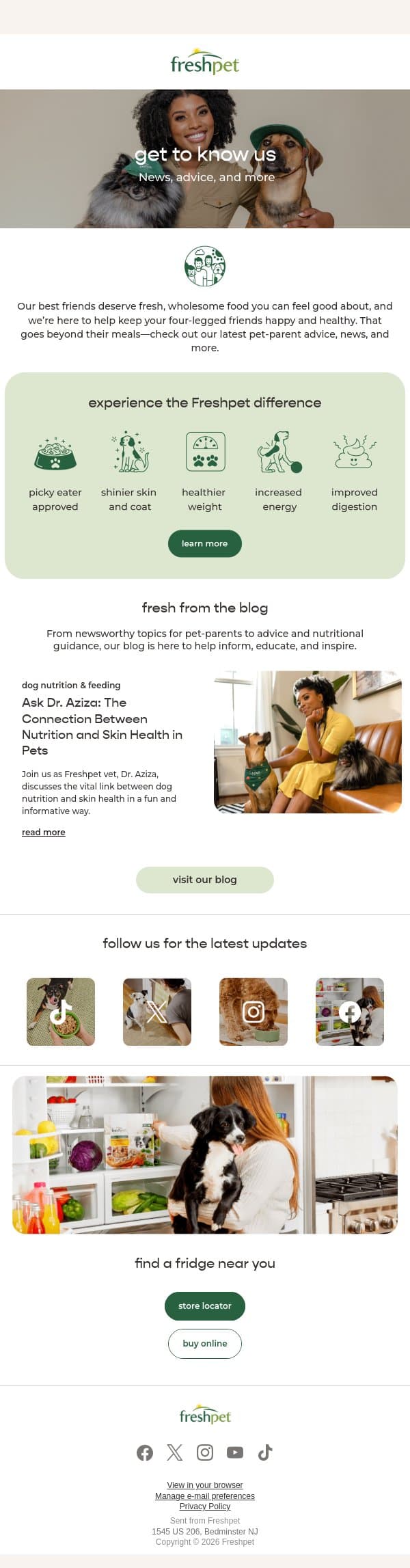 Get to Know Us email from Freshpet screenshot