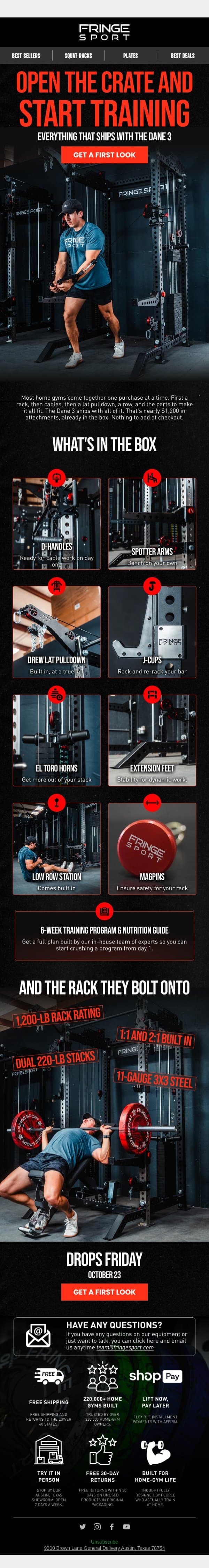 EVERYTHING that comes with the Dane 3.0 email from Fringe Sport screenshot