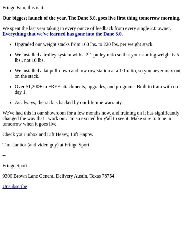 Get Ready For Tomorrow: Our Biggest Drop Of The Year email from Fringe Sport