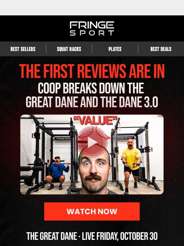 The First Great Dane & Dane 3.0 Reviews Are In email from Fringe Sport