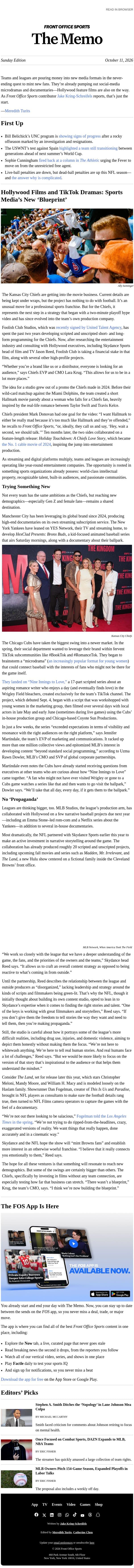 Sports Media’s New ‘Blueprint’ email from Front Office Sports screenshot