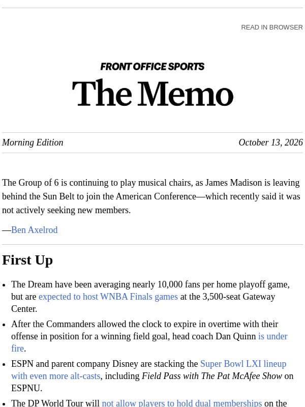 James Madison’s $23M Jump email from Front Office Sports