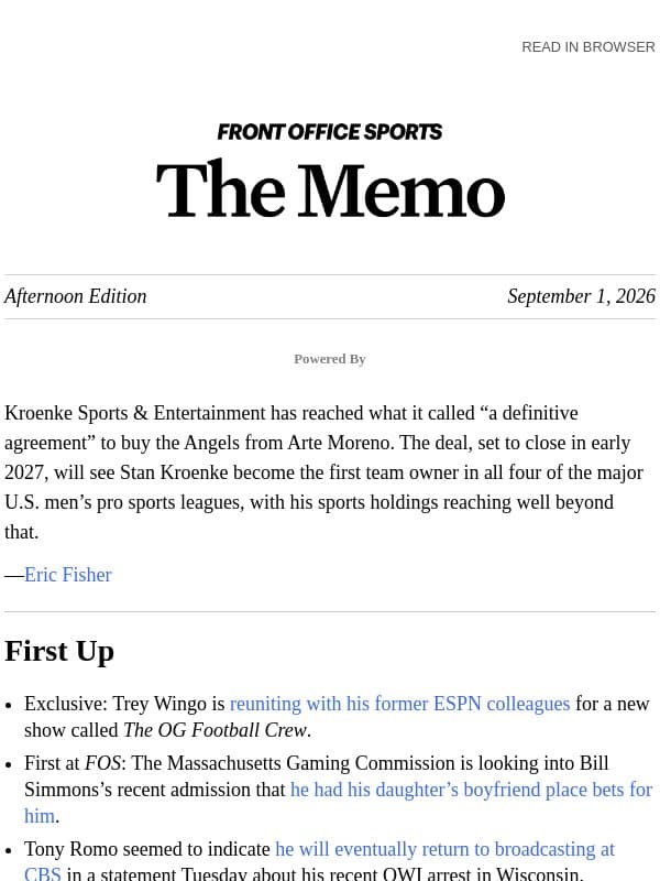 Kroenke Empire Adds MLB Team email from Front Office Sports