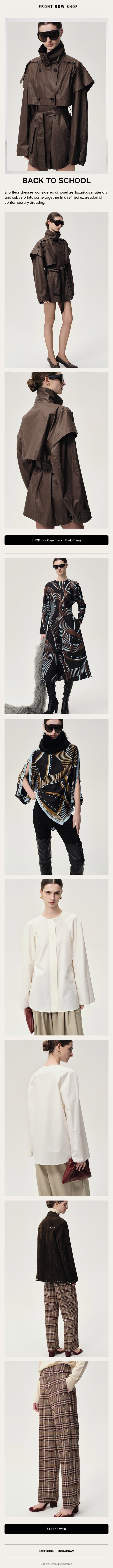 The Modern Wardrobe email from Front Row Shop screenshot