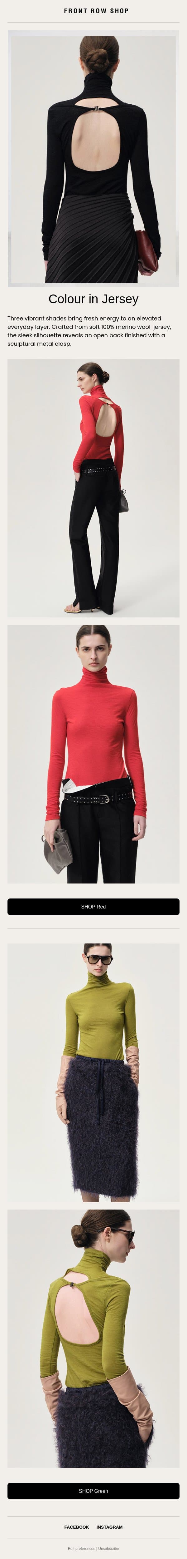 Jersey Essentials email from Front Row Shop screenshot