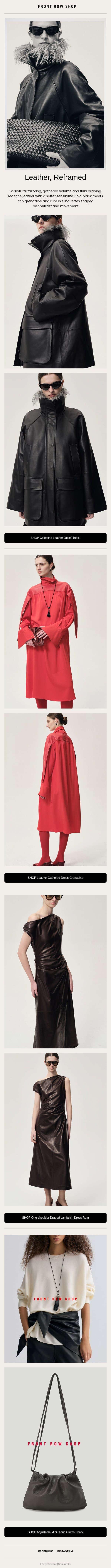 Leather, Reframed email from Front Row Shop screenshot