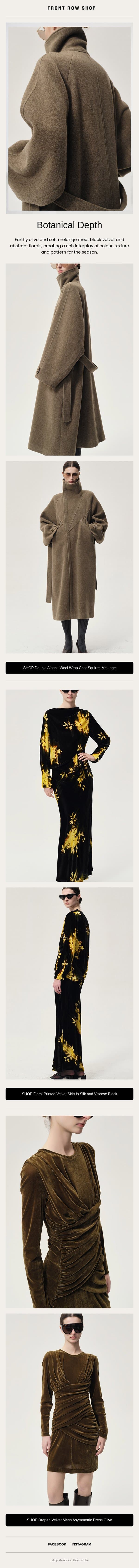 Botanical Depth email from Front Row Shop screenshot