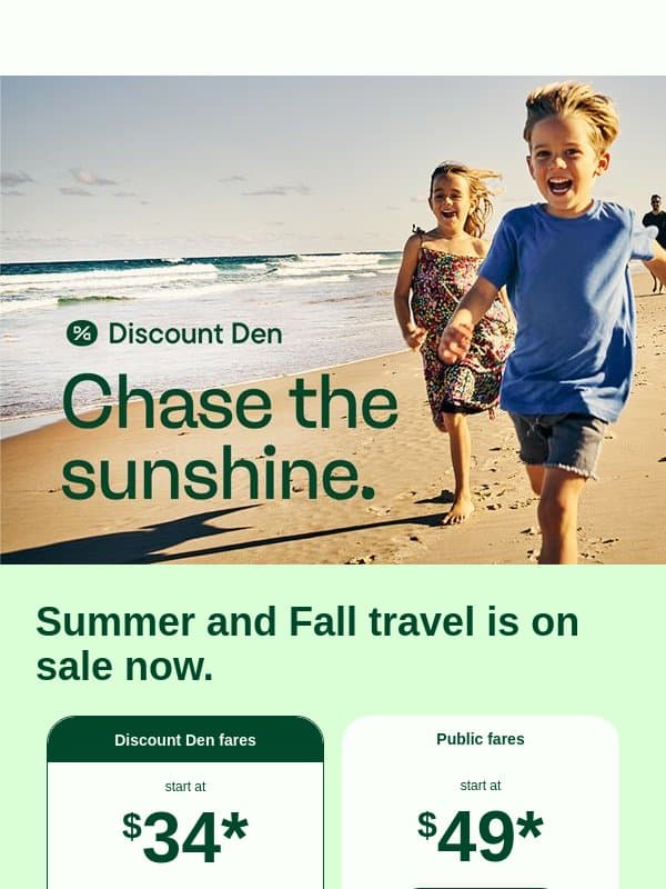 $34 fares are waiting! email from Frontier Airlines