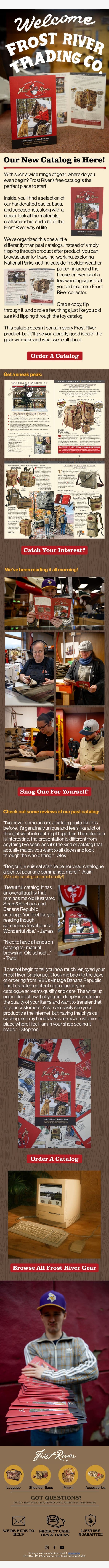 Our New Catalog Is Here! email from Frost River screenshot