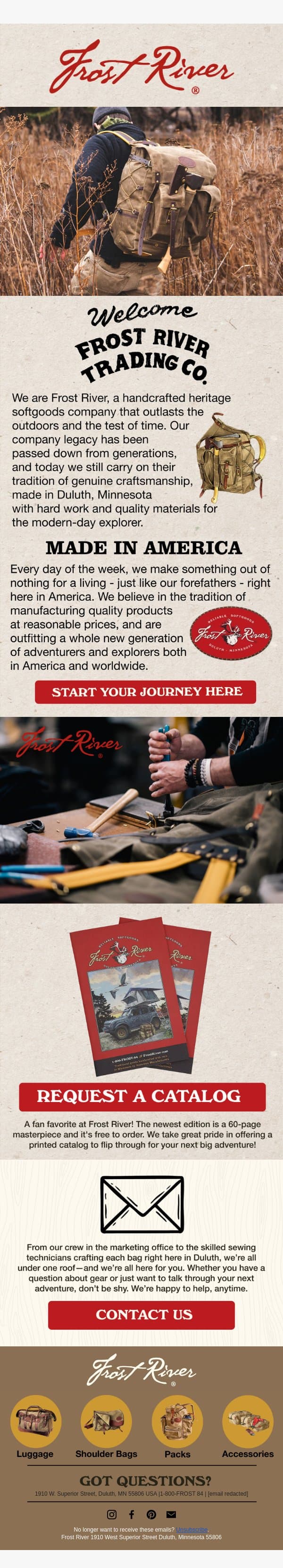 Your Next Journey Begins at Frost River email from Frost River screenshot