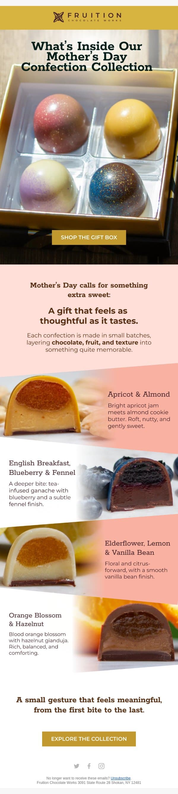 Unwrap Love This Mother's Day! 💖 email from Fruition Chocolate screenshot