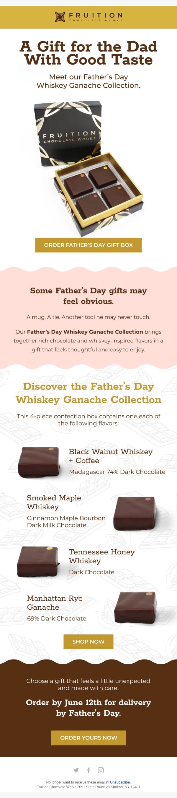A Gift for the Dad With Good Taste email from Fruition Chocolate screenshot