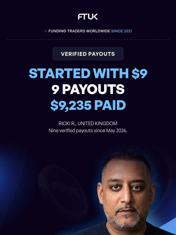 ✅ 9 payouts. $9,235. One trader. email from FTUK