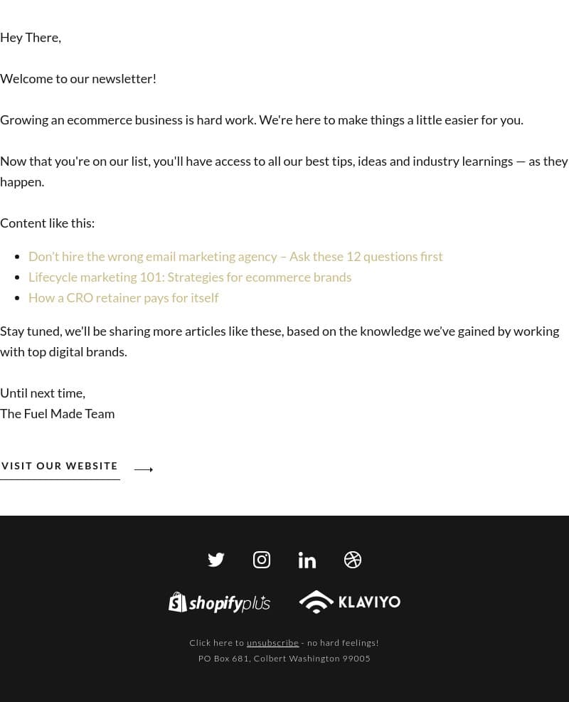 Hi, we're Fuel Made ๐ email from Fuel Made screenshot