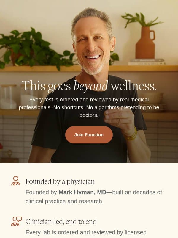 Get lab testing built by real doctors. email from Function Health