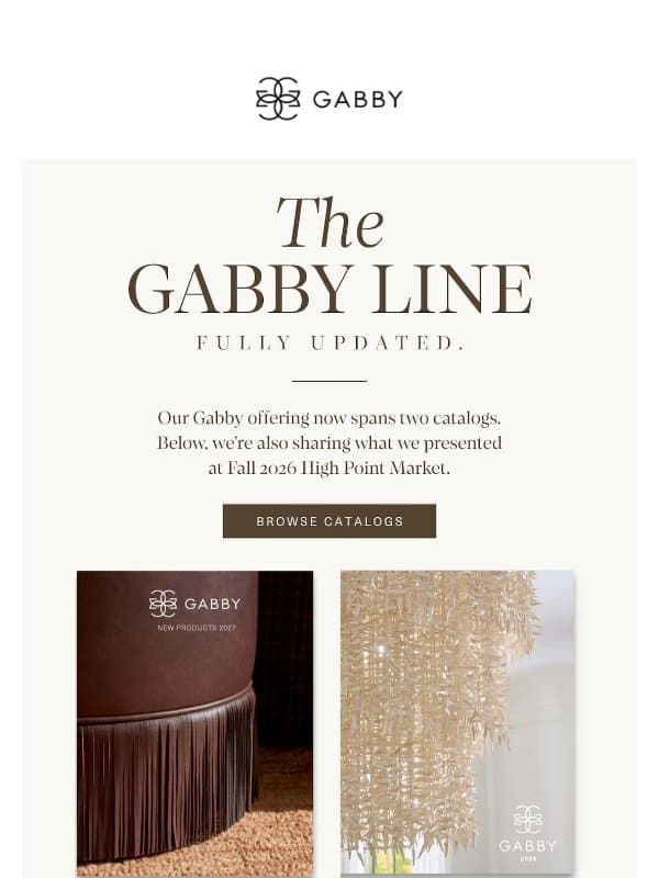 Two Gabby Catalogs and What We Showed at October Market email from Gabby