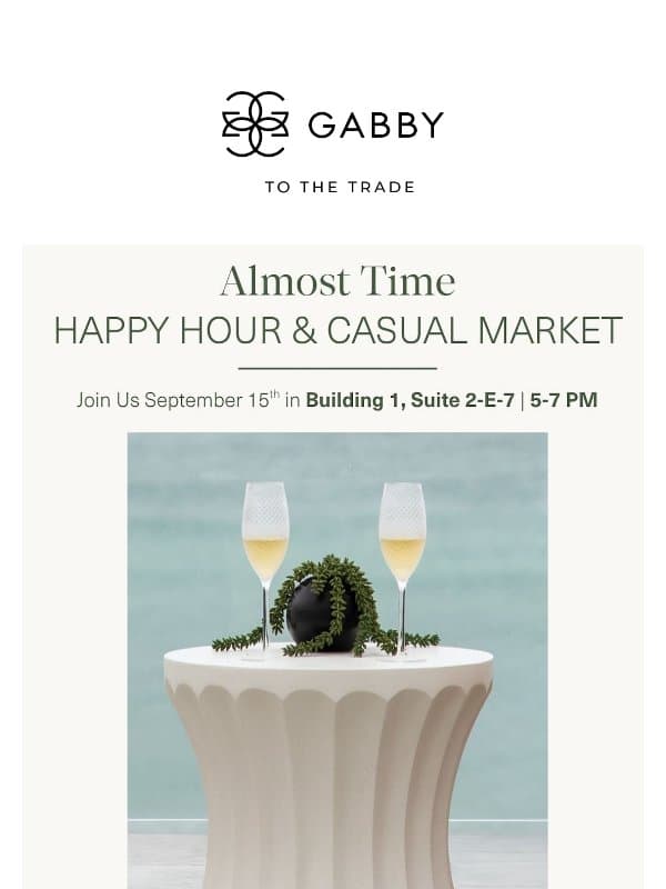 A Few Days Until Happy Hour and Casual Market in Atlanta email from Gabby